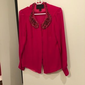 J Crew Collection Silk Jeweled Blouse